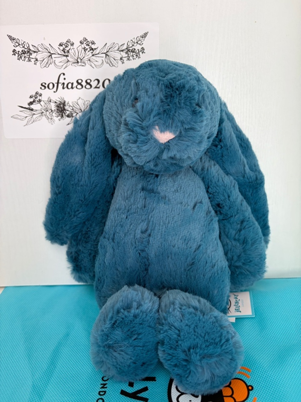Jellycat Medium Bashful Mineral Blue Bunny Soft Retired 12” Rare NWT